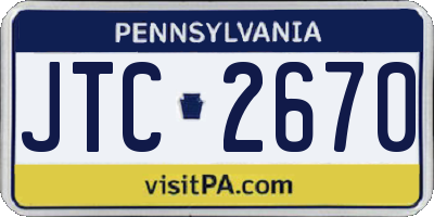 PA license plate JTC2670