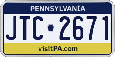 PA license plate JTC2671