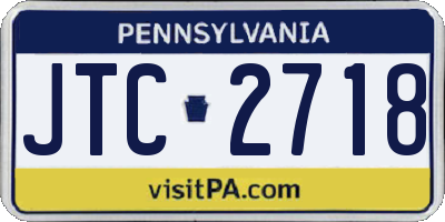 PA license plate JTC2718