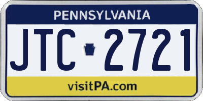 PA license plate JTC2721