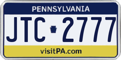 PA license plate JTC2777