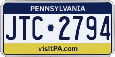 PA license plate JTC2794