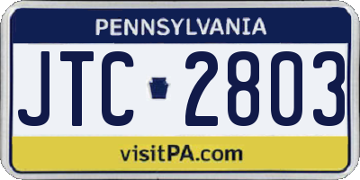 PA license plate JTC2803