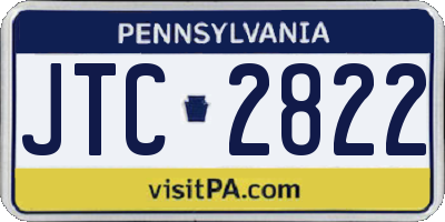 PA license plate JTC2822