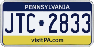 PA license plate JTC2833