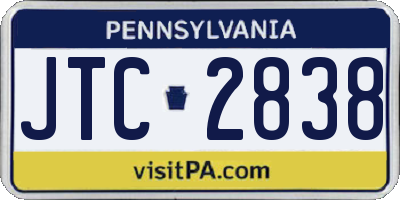 PA license plate JTC2838