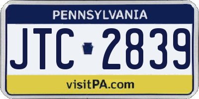 PA license plate JTC2839