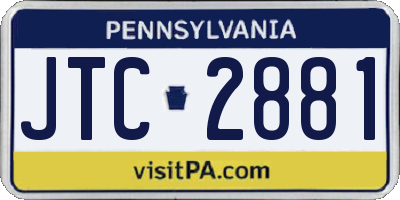 PA license plate JTC2881