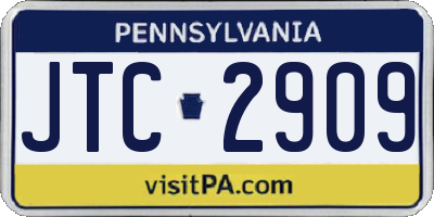 PA license plate JTC2909