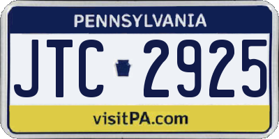 PA license plate JTC2925