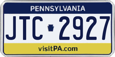 PA license plate JTC2927
