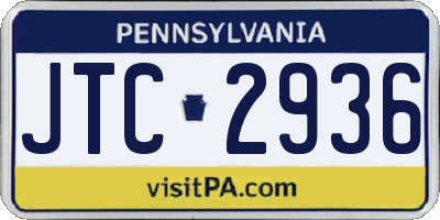 PA license plate JTC2936