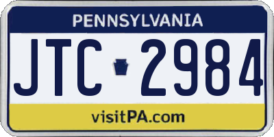 PA license plate JTC2984