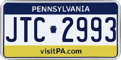 PA license plate JTC2993