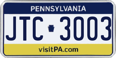 PA license plate JTC3003