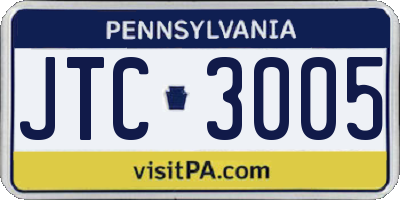 PA license plate JTC3005