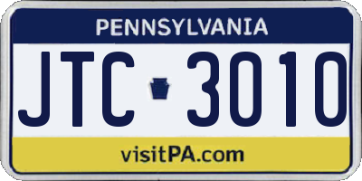 PA license plate JTC3010