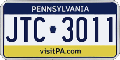 PA license plate JTC3011