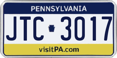 PA license plate JTC3017