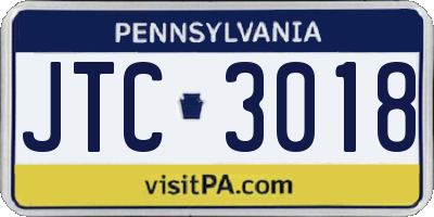 PA license plate JTC3018