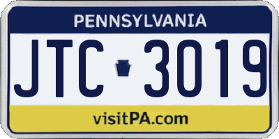 PA license plate JTC3019