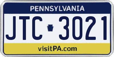 PA license plate JTC3021
