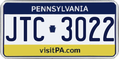 PA license plate JTC3022