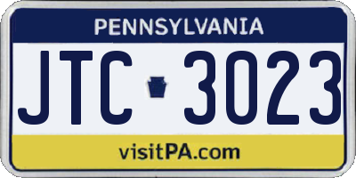 PA license plate JTC3023
