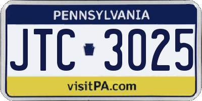 PA license plate JTC3025