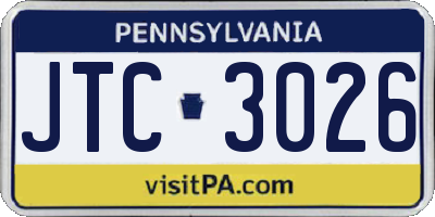 PA license plate JTC3026