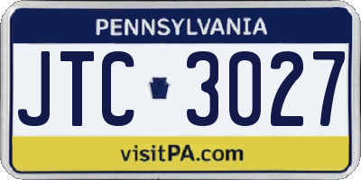 PA license plate JTC3027