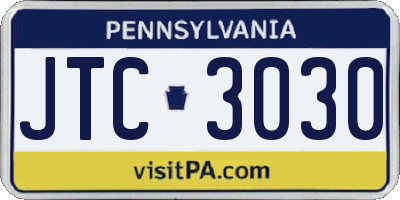 PA license plate JTC3030