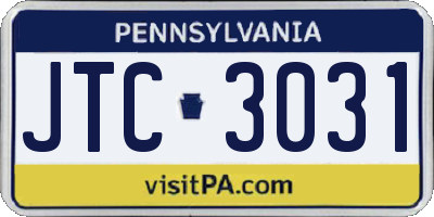 PA license plate JTC3031