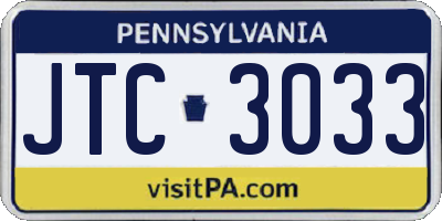 PA license plate JTC3033