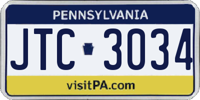 PA license plate JTC3034