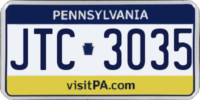 PA license plate JTC3035