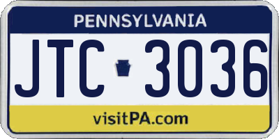 PA license plate JTC3036
