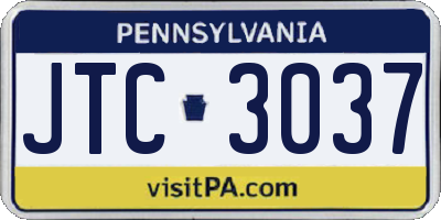 PA license plate JTC3037