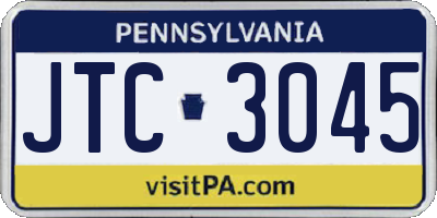 PA license plate JTC3045