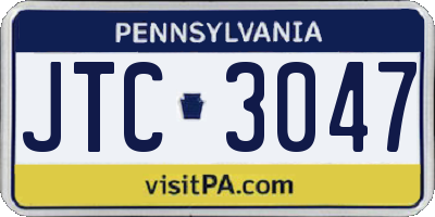 PA license plate JTC3047