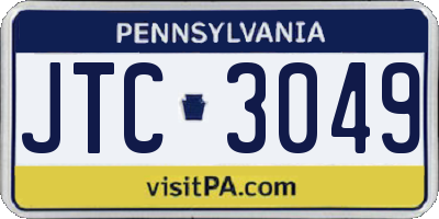 PA license plate JTC3049