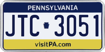 PA license plate JTC3051