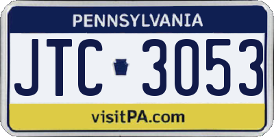 PA license plate JTC3053
