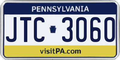 PA license plate JTC3060