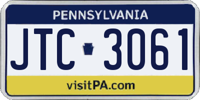 PA license plate JTC3061