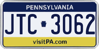 PA license plate JTC3062