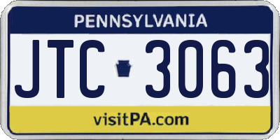 PA license plate JTC3063