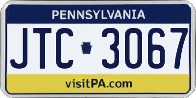 PA license plate JTC3067