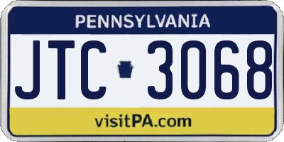 PA license plate JTC3068