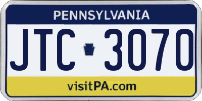 PA license plate JTC3070
